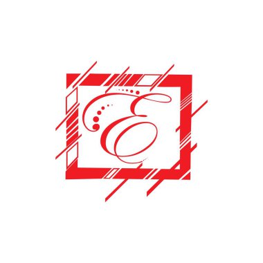 E harfinin soyut simgelerinin eşsiz Vektör çizimi