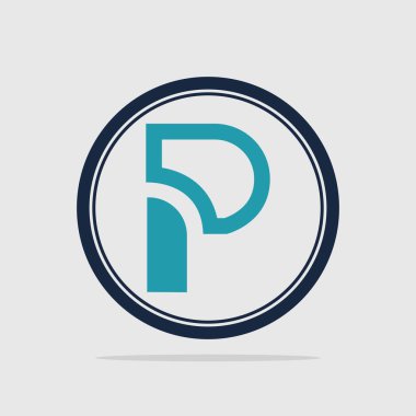 Gri arkaplanda P logo vektör çizimi