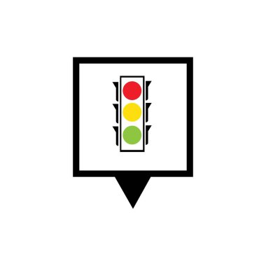 Harita işaretleyici trafik ışığı sinyali - vektör simgesi
