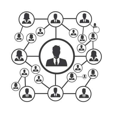 People Network ve sosyal simge tasarım şablonu, Ağ iş simgesi vektör şablonu çizim deseni deseni