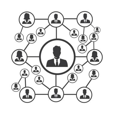 People Network ve sosyal simge tasarım şablonu, Ağ iş simgesi vektör şablonu çizim deseni deseni