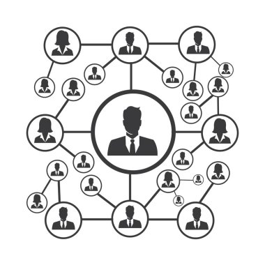 People Network ve sosyal simge tasarım şablonu, Ağ iş simgesi vektör şablonu çizim deseni deseni