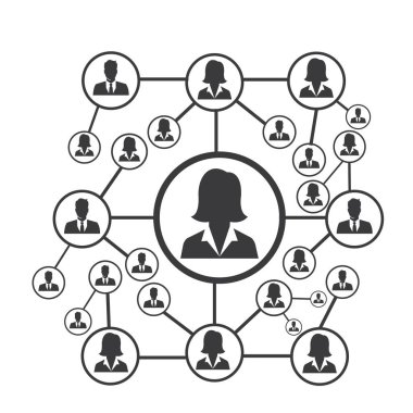 People Network ve sosyal simge tasarım şablonu, Ağ iş simgesi vektör şablonu çizim deseni deseni