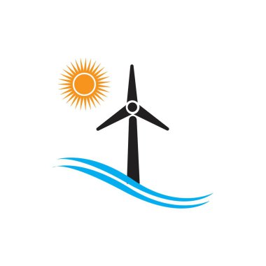 Türbin yel değirmeni enerji ikonu vektör çizimi - Vektör