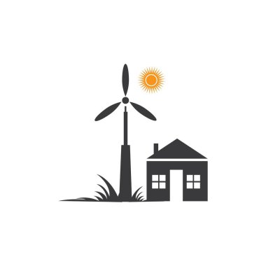 Türbin yel değirmeni enerji ikonu vektör çizimi - Vektör