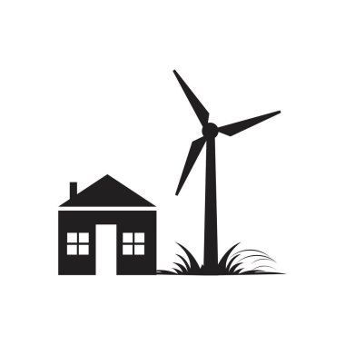 Türbin yel değirmeni enerji ikonu vektör çizimi - Vektör