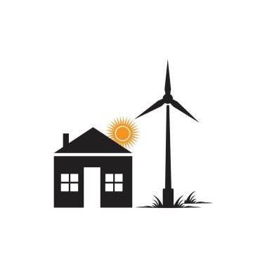 Türbin yel değirmeni enerji ikonu vektör çizimi - Vektör