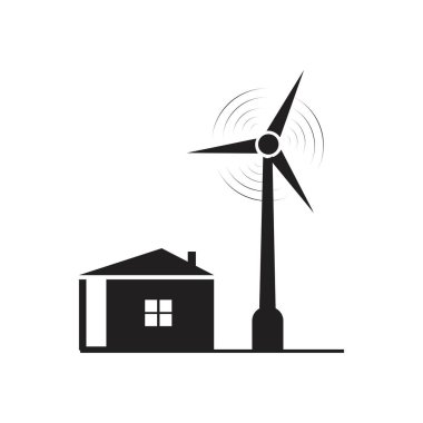 Türbin yel değirmeni enerji ikonu vektör çizimi - Vektör