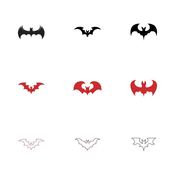 Pipistrello Logo Set Modello Disegno Illustrazione Vettoriale — Vettoriale Stock