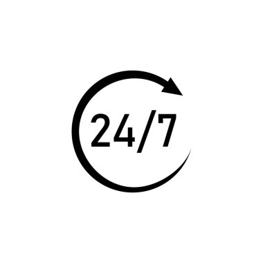 Open 24/7 Icon Vector Logo Template Illustration Design.