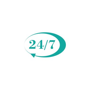 Open 24/7 Icon Vector Logo Template Illustration Design.
