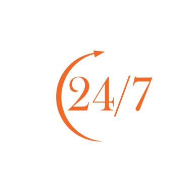 Open 24/7 Icon Vector Logo Template Illustration Design.