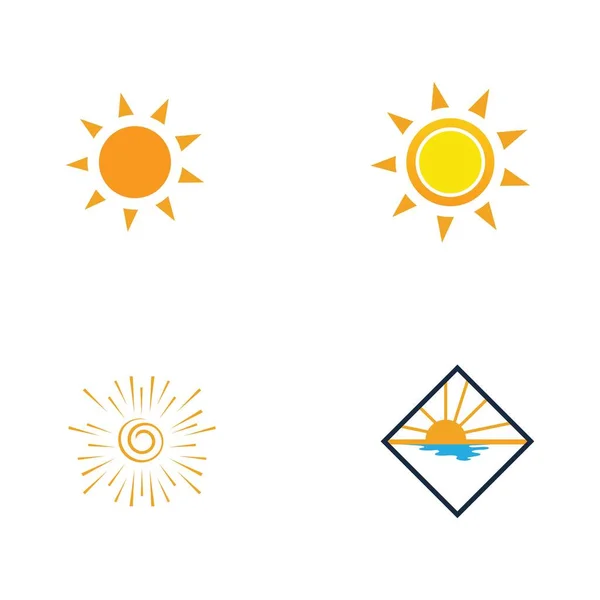 Sun Logo Set Vector Illustration Design — Stock Vector