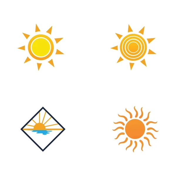 Sun Logo Set Vector Illustration Design — Stock Vector