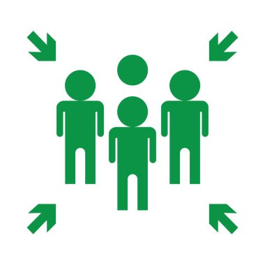 Acil tahliye noktası tabelası, toplama noktası tabelası, vektör illüstrasyonu.