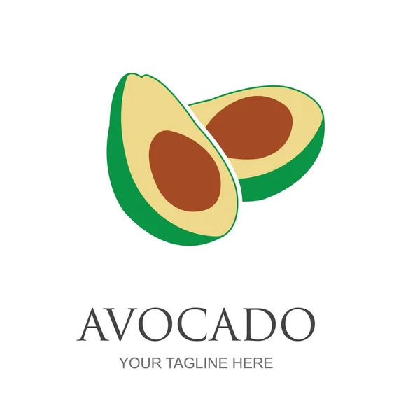 Plantilla Logotipo Fruta Aguacate Mitad Aguacate Con Diseño Vectores Hojas — Vector de stock