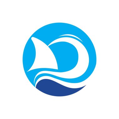 Köpekbalığı yüzgeci logo şablonu vektör resimleme tasarımı