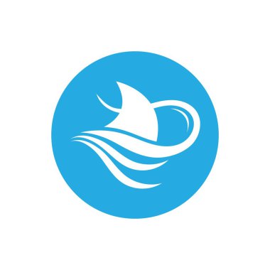 Köpekbalığı yüzgeci logo şablonu vektör resimleme tasarımı