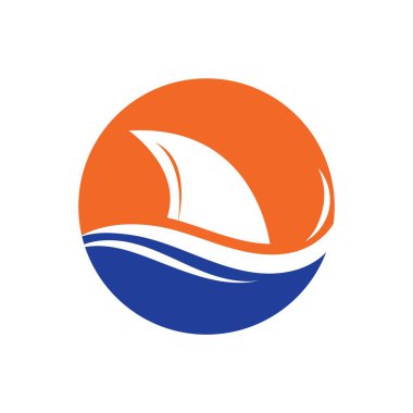 Köpekbalığı yüzgeci logo şablonu vektör resimleme tasarımı