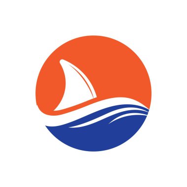 Köpekbalığı yüzgeci logo şablonu vektör resimleme tasarımı