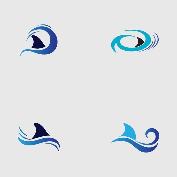 Set Shark Fin Logo Template Vector Icon Illustration Design Gray — Stock Vector