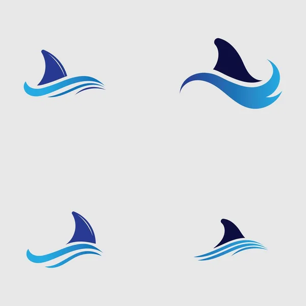 Conjunto Shark Aleta Logotipo Plantilla Vector Icono Ilustración Diseño Fondo — Archivo Imágenes Vectoriales