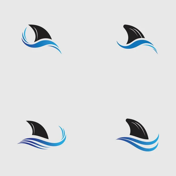 Conjunto Shark Aleta Logotipo Modelo Vetor Ícone Ilustração Design Fundo — Vetor de Stock