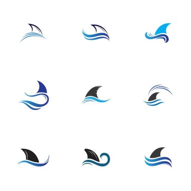 Köpekbalığı yüzgeci logosu, şablon vektör illüstrasyon tasarımını ayarla