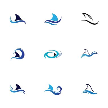 Köpekbalığı yüzgeci logosu, şablon vektör illüstrasyon tasarımını ayarla