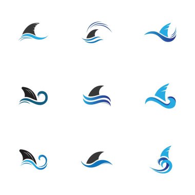 Köpekbalığı yüzgeci logosu, şablon vektör illüstrasyon tasarımını ayarla