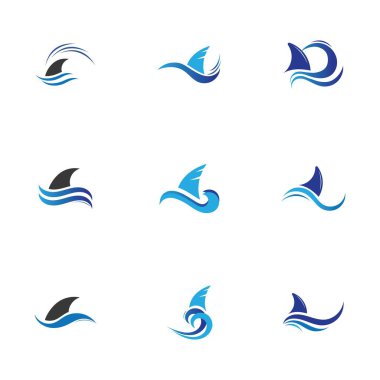 Köpekbalığı yüzgeci logosu, şablon vektör illüstrasyon tasarımını ayarla