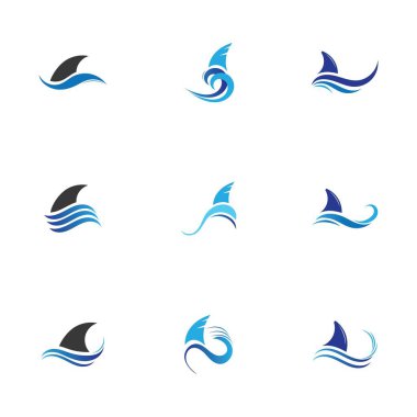 Köpekbalığı yüzgeci logosu, şablon vektör illüstrasyon tasarımını ayarla