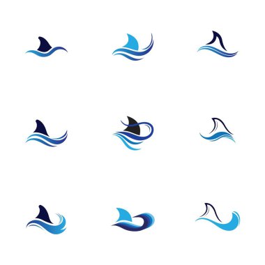 Köpekbalığı yüzgeci logosu, şablon vektör illüstrasyon tasarımını ayarla