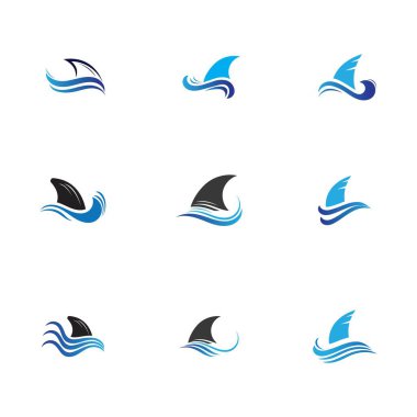 Köpekbalığı yüzgeci logosu, şablon vektör illüstrasyon tasarımını ayarla