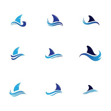 Köpekbalığı yüzgeci logosu, şablon vektör illüstrasyon tasarımını ayarla