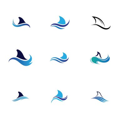 Köpekbalığı yüzgeci logosu, şablon vektör illüstrasyon tasarımını ayarla