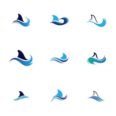 Köpekbalığı yüzgeci logosu, şablon vektör illüstrasyon tasarımını ayarla