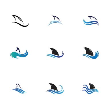 Köpekbalığı yüzgeci logosu, şablon vektör illüstrasyon tasarımını ayarla