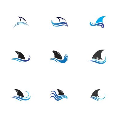 Köpekbalığı yüzgeci logosu, şablon vektör illüstrasyon tasarımını ayarla