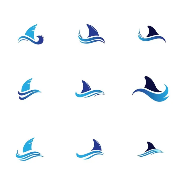 Shark Fin Logo Set Template Vector Icon Illustration Design — Stock Vector