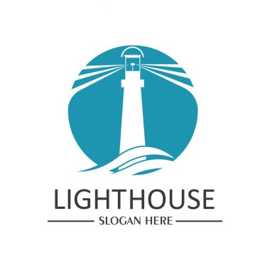 Deniz feneri logo ikonu vektör çizim şablonu