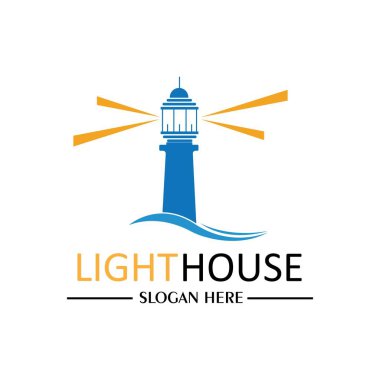 Deniz feneri logo ikonu vektör çizim şablonu