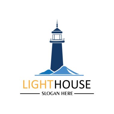 Deniz feneri logo ikonu vektör çizim şablonu