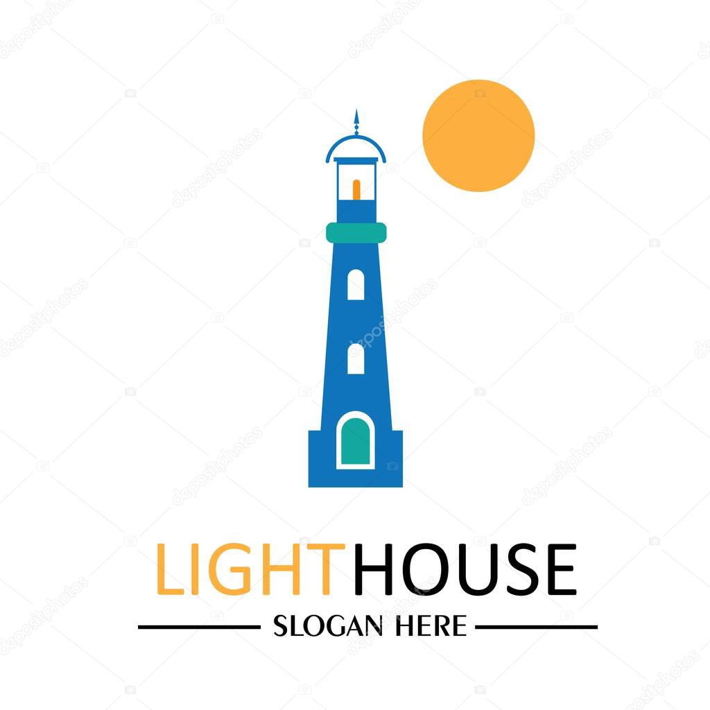 Lighthouse logo icon vector illustration design template