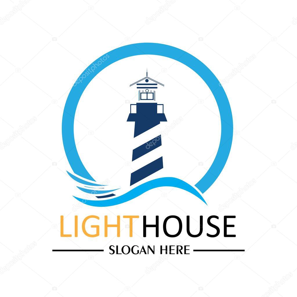 Lighthouse logo icon vector illustration design template