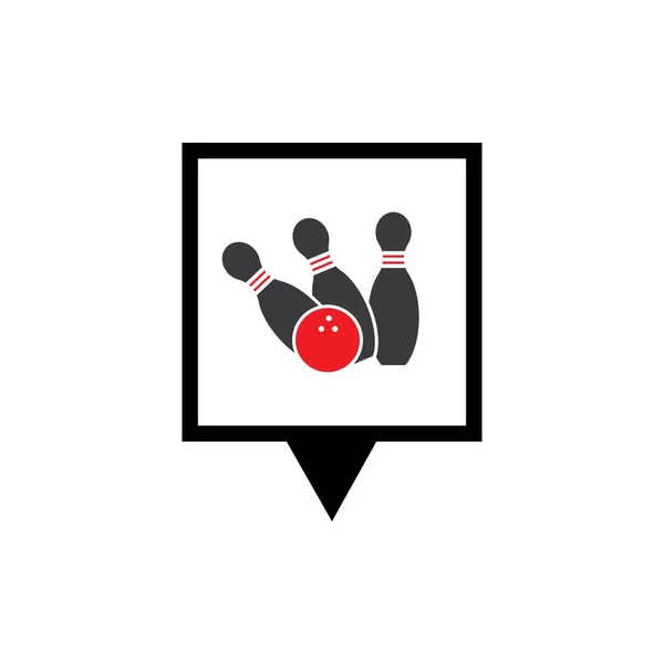 Bowling Mappa Punto Concetto Logo Icone Simbolo Bowling Palla Pin — Vettoriale Stock