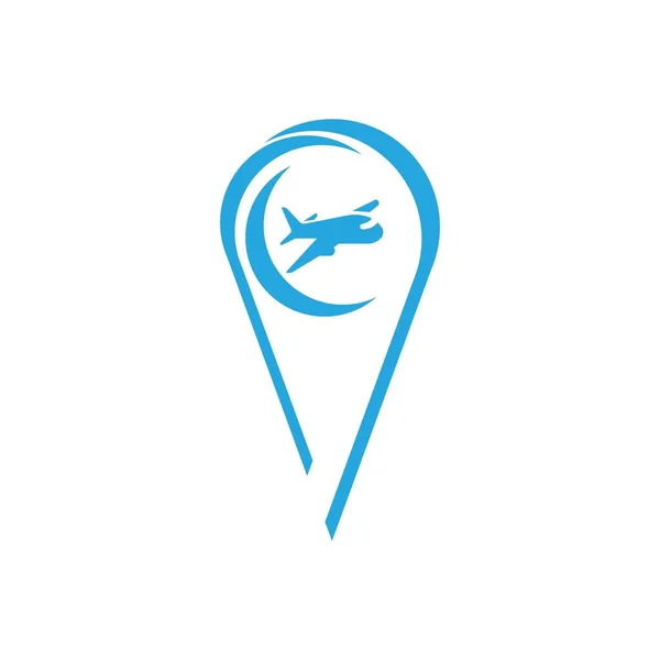 Karta Pekare Med Flygplan Ikon Map Pointer Vector Illustratio — Stock vektor