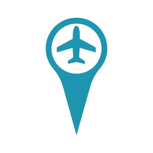 Puntatore Mappa Con Aereo Aereo Icon Map Pointer Vector Illustratio — Vettoriale Stock