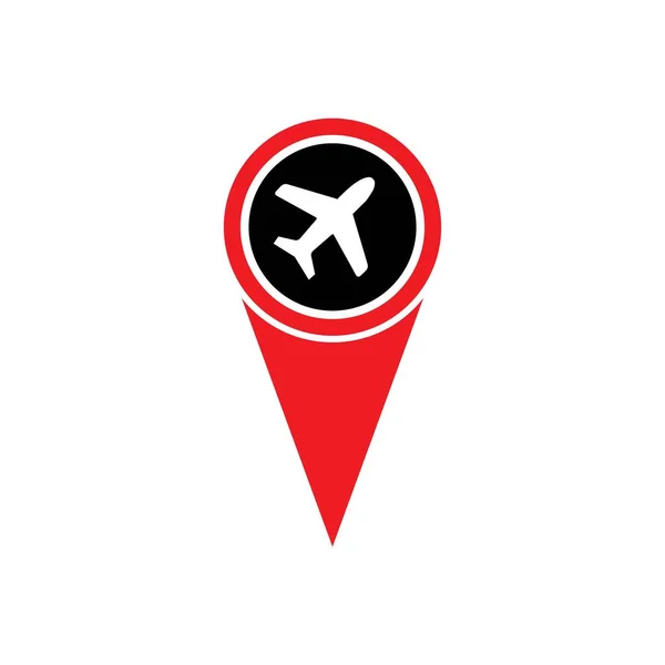 Puntatore Mappa Con Aereo Aereo Icon Map Pointer Vector Illustratio — Vettoriale Stock