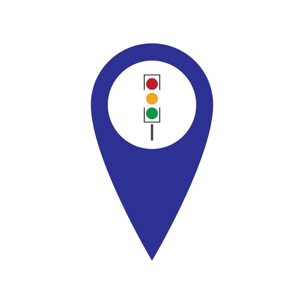 Map Pointer Traffic Light Signal Vector Icon — Stock Vector